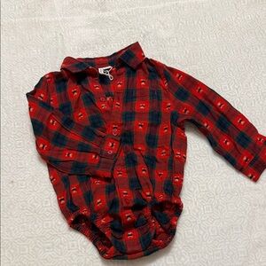 Plaid Baby Onesie Button-Up